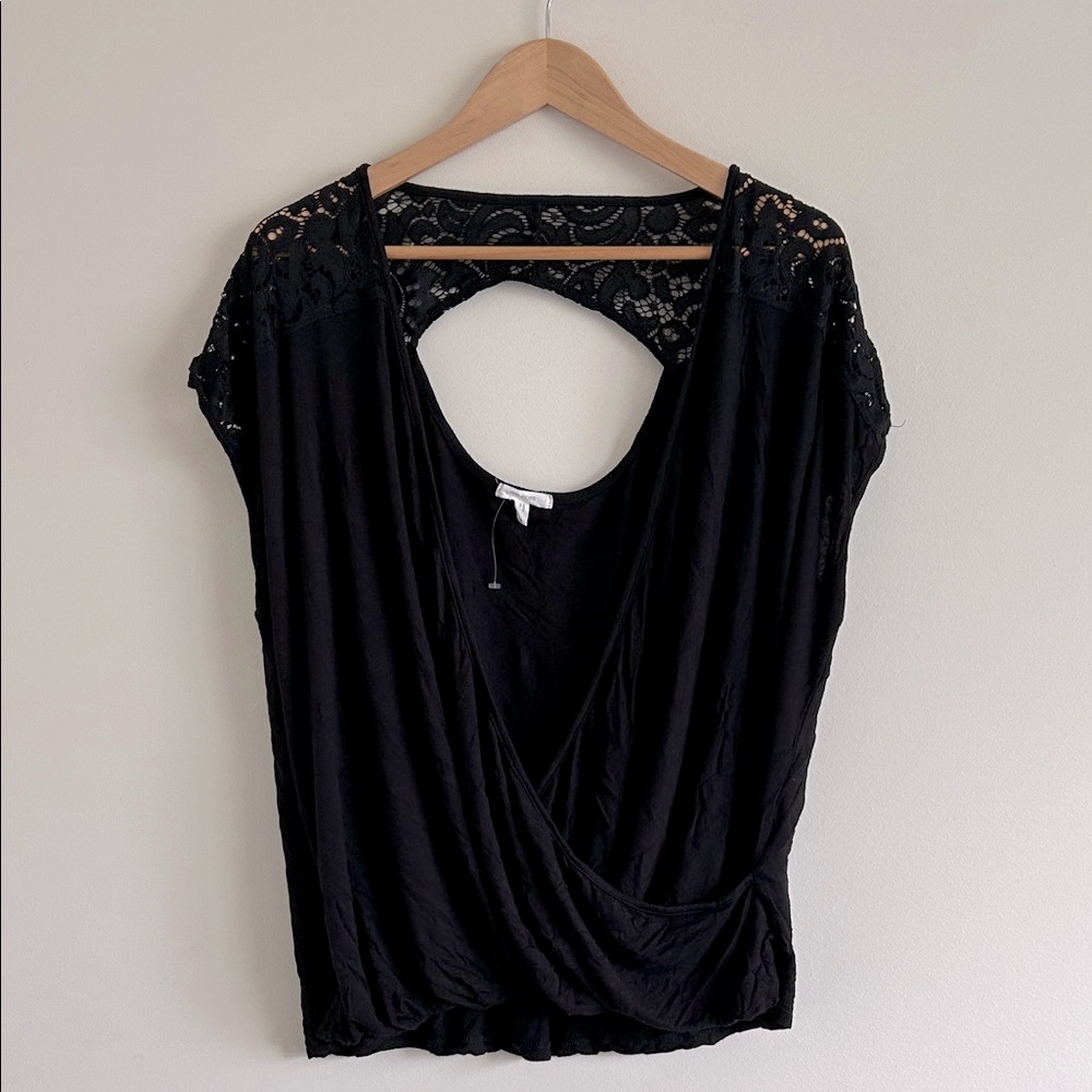 Maurices Whimsigoth Black Lace Wrap Open Back Top 3X